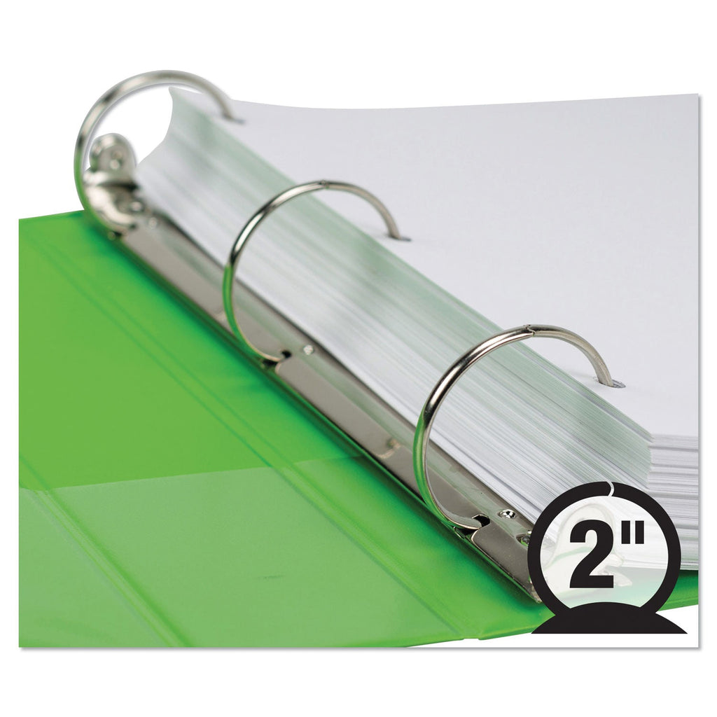 Samsill Earth’s Choice Biobased Durable Fashion View Binder, 3 Rings, 2" Capacity, 11 x 8.5, Lime, 2/Pack