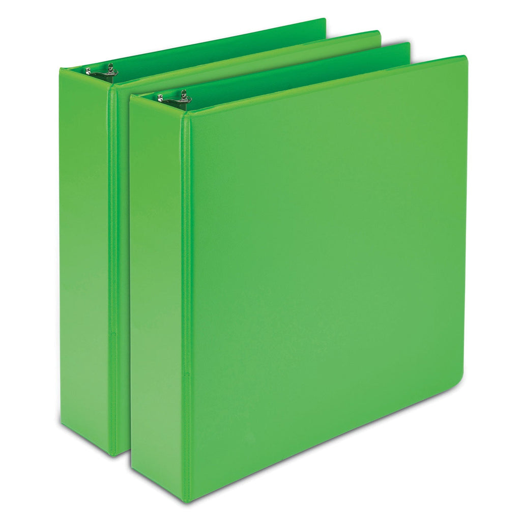 Samsill Earth’s Choice Biobased Durable Fashion View Binder, 3 Rings, 2" Capacity, 11 x 8.5, Lime, 2/Pack