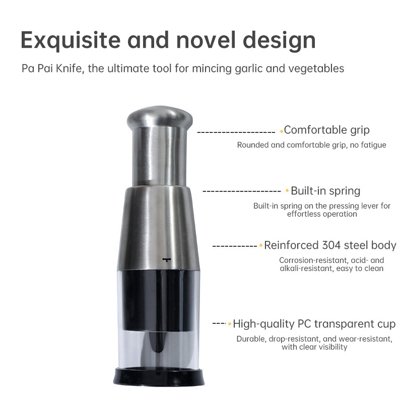 Stainless Steel Manual Kitchen Chopper (for garlic, ginger, herbs, nuts)