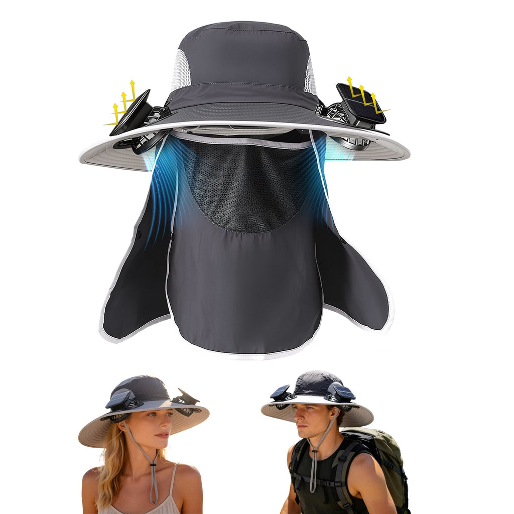 Solar Fan Hat with UPF50+ Sun Protection & Neck Flap
