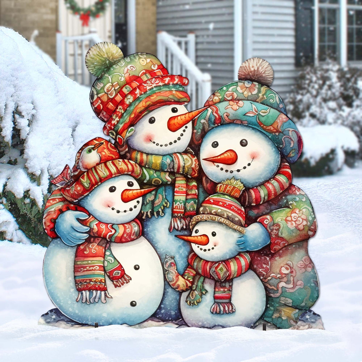 Snowman Family Outdoor Decor by G. Debrekht - Christmas Santa Snowman Decor - 8611057F