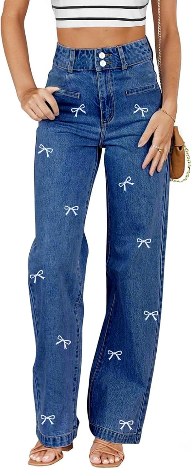Sidefeel Jeans for Women High Waisted Straight Leg Denim Pants