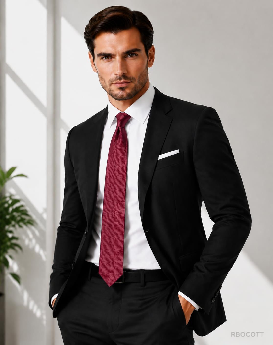 RBOCOTT Solid Color Tie Formal Necktie for Men