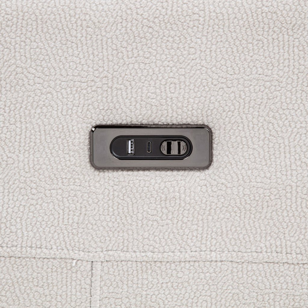 Kennett Chenille Upholstered Power Recliner Chair Ivory