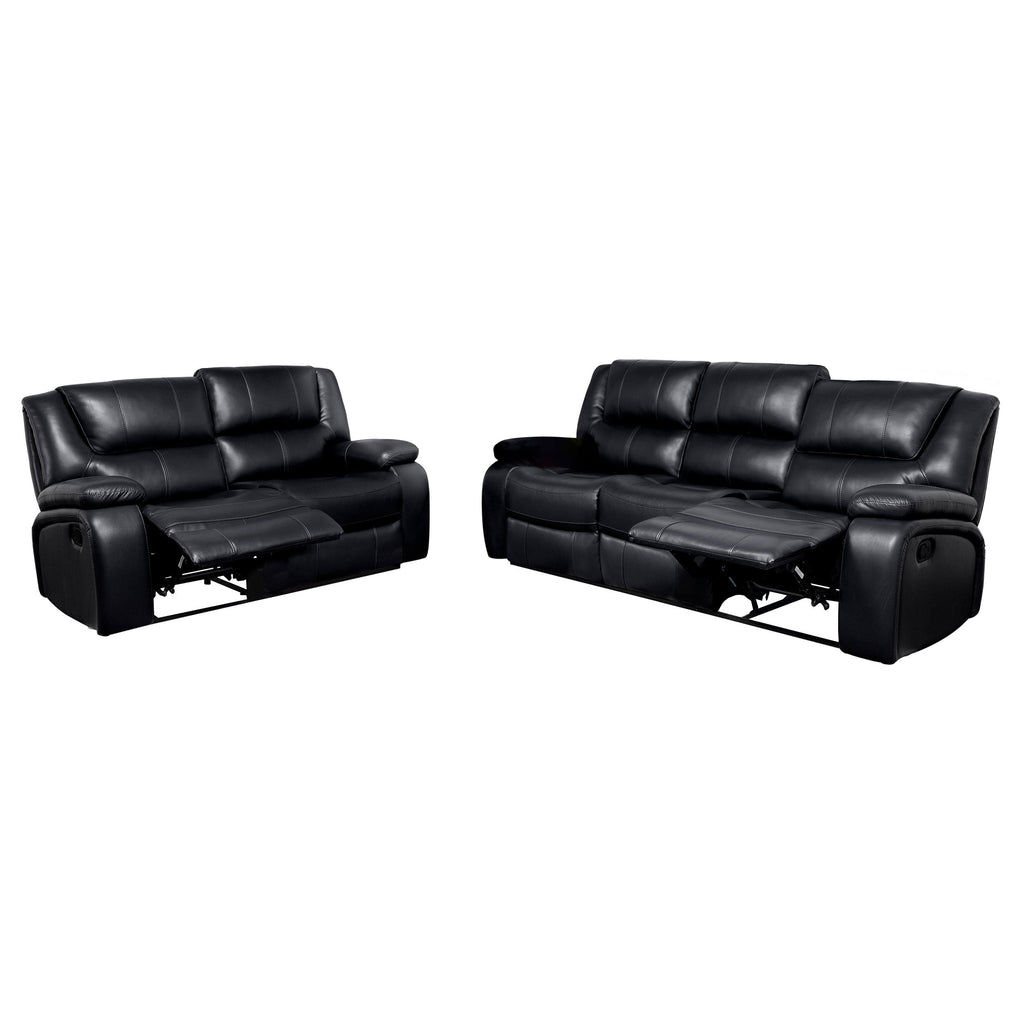 Camila 2-piece Upholstered Reclining Sofa Set Black