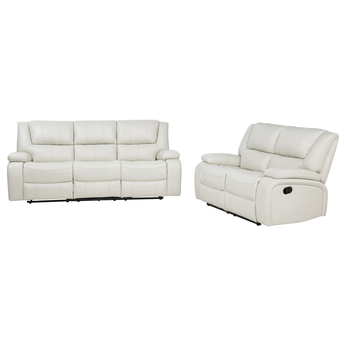 Camila 2-piece Upholstered Reclining Sofa Set White