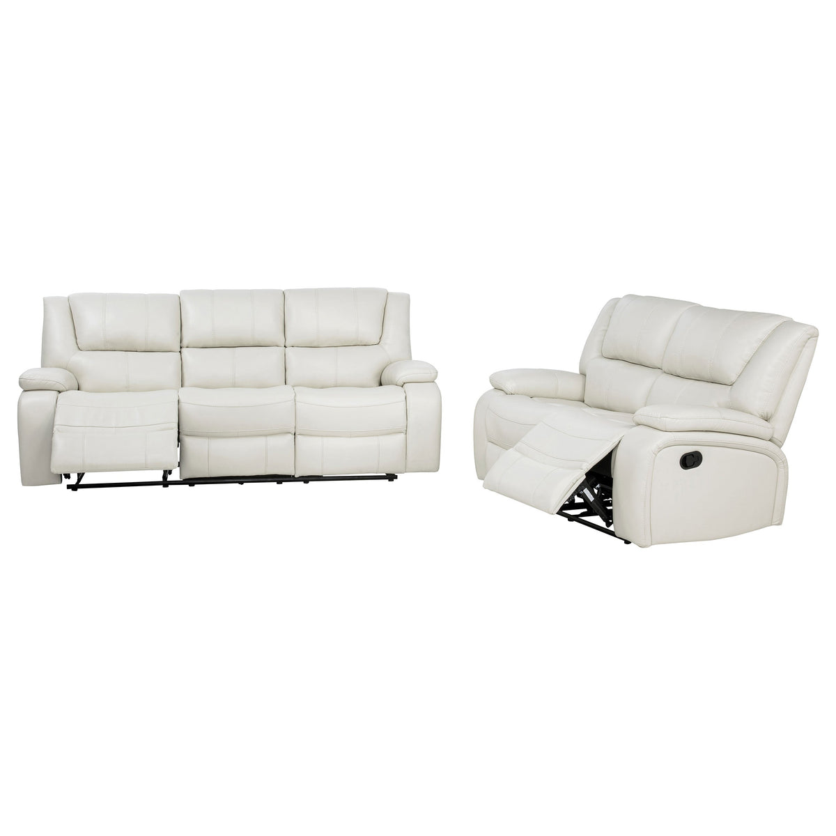 Camila 2-piece Upholstered Reclining Sofa Set White