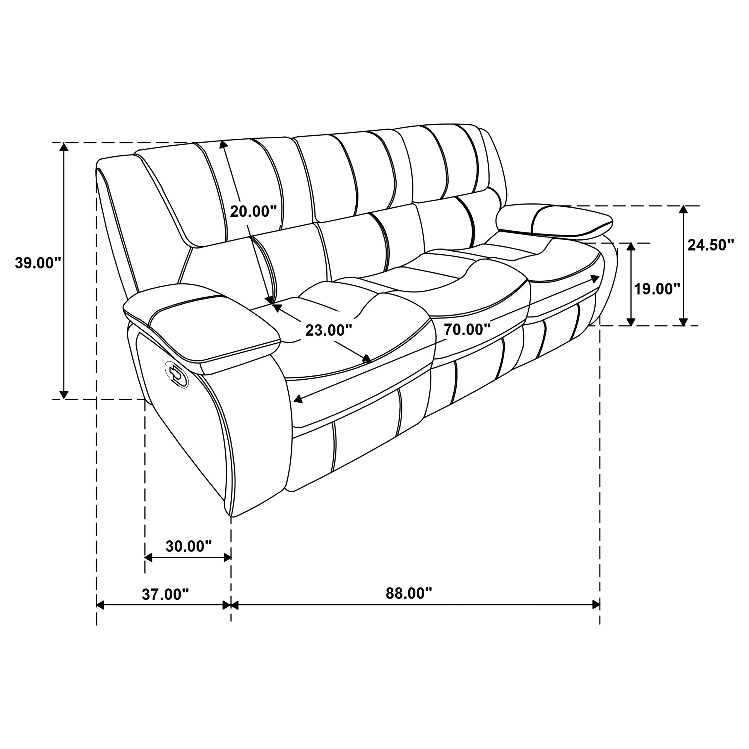 Camila Upholstered Motion Reclining Sofa White