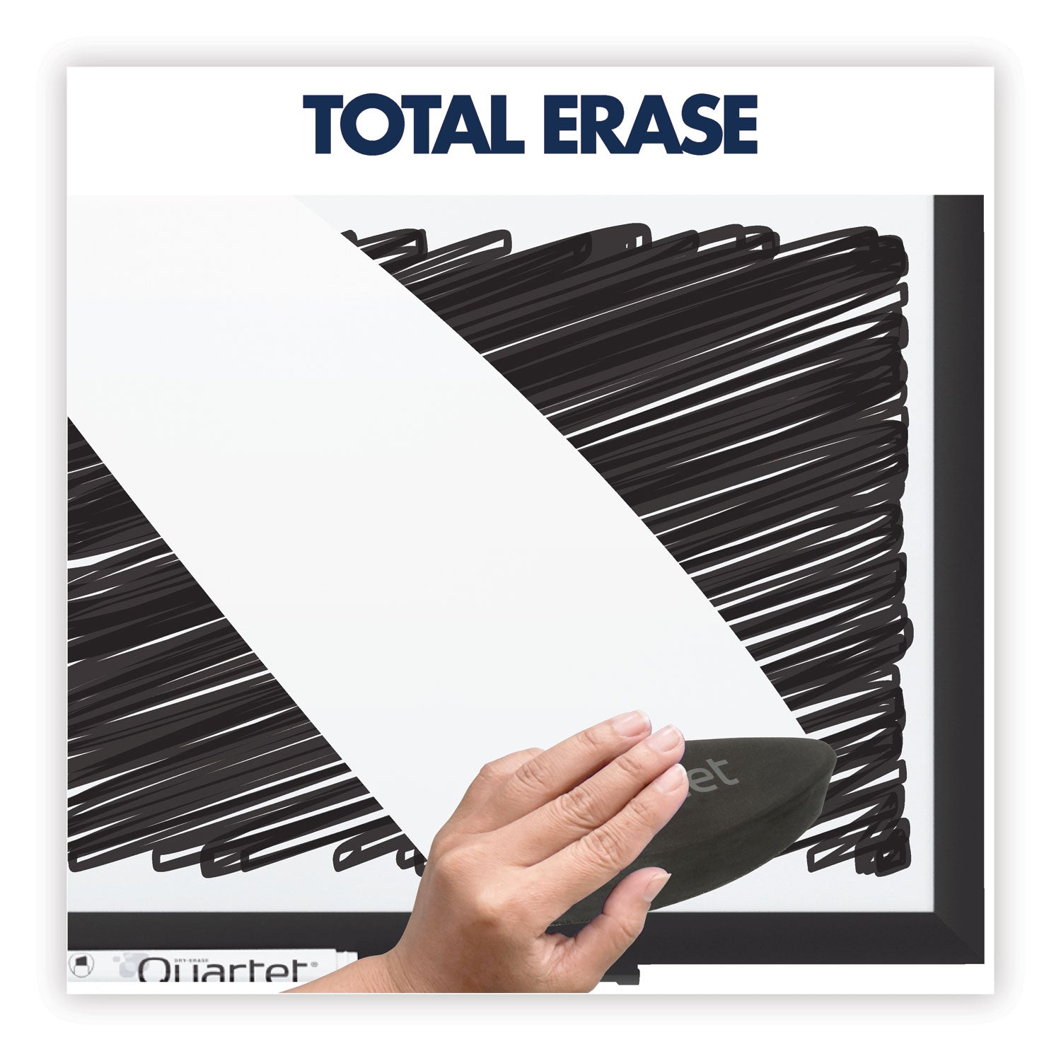 Quartet Classic Series Total Erase Dry Erase Board, 60 x 36, White Surface, Black Frame