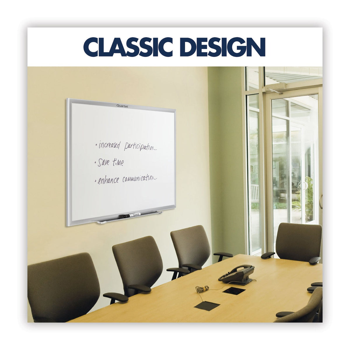 Quartet Classic Series Total Erase Dry Erase Board, 36 x 24, Silver Aluminum Frame