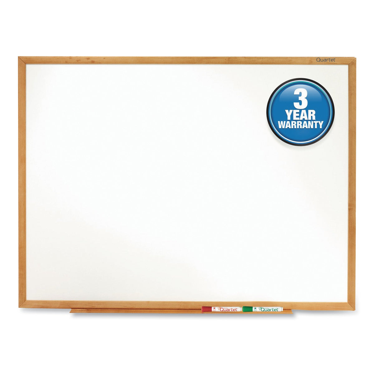 Quartet Classic Series Total Erase Dry Erase Board, 36 x 24, Oak Finish Frame