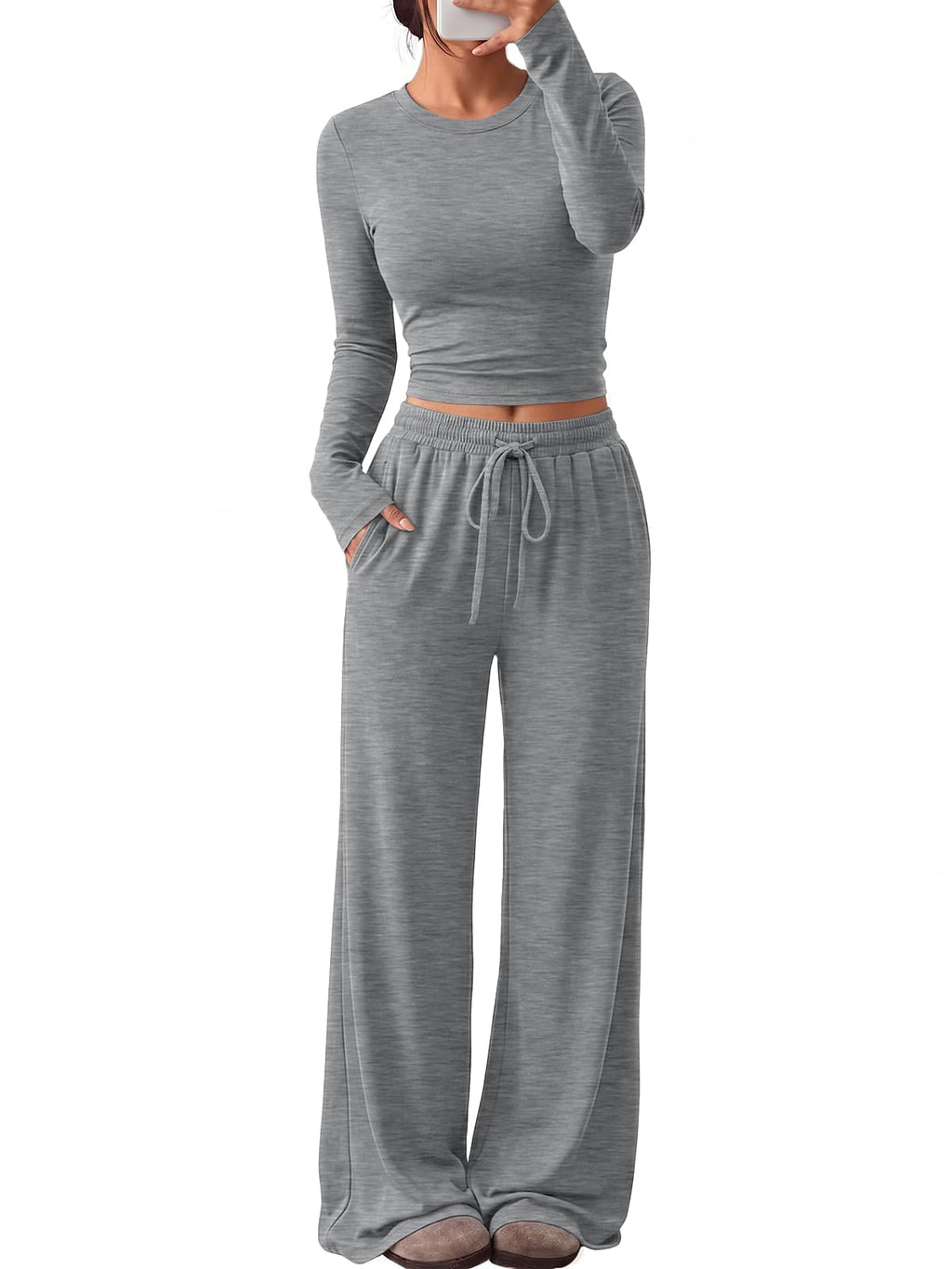 Trendy Queen Women's 2 Piece 2026 Fall Fashion Lounge Set with Pockets