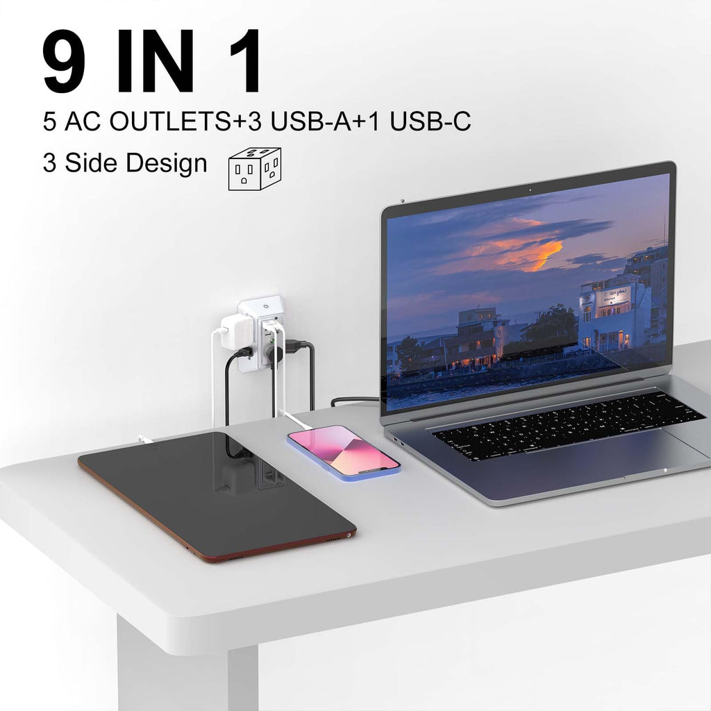 Wall Charger, Surge Protector, QINLIANF 5 Outlet Extender with 4 USB Ports
