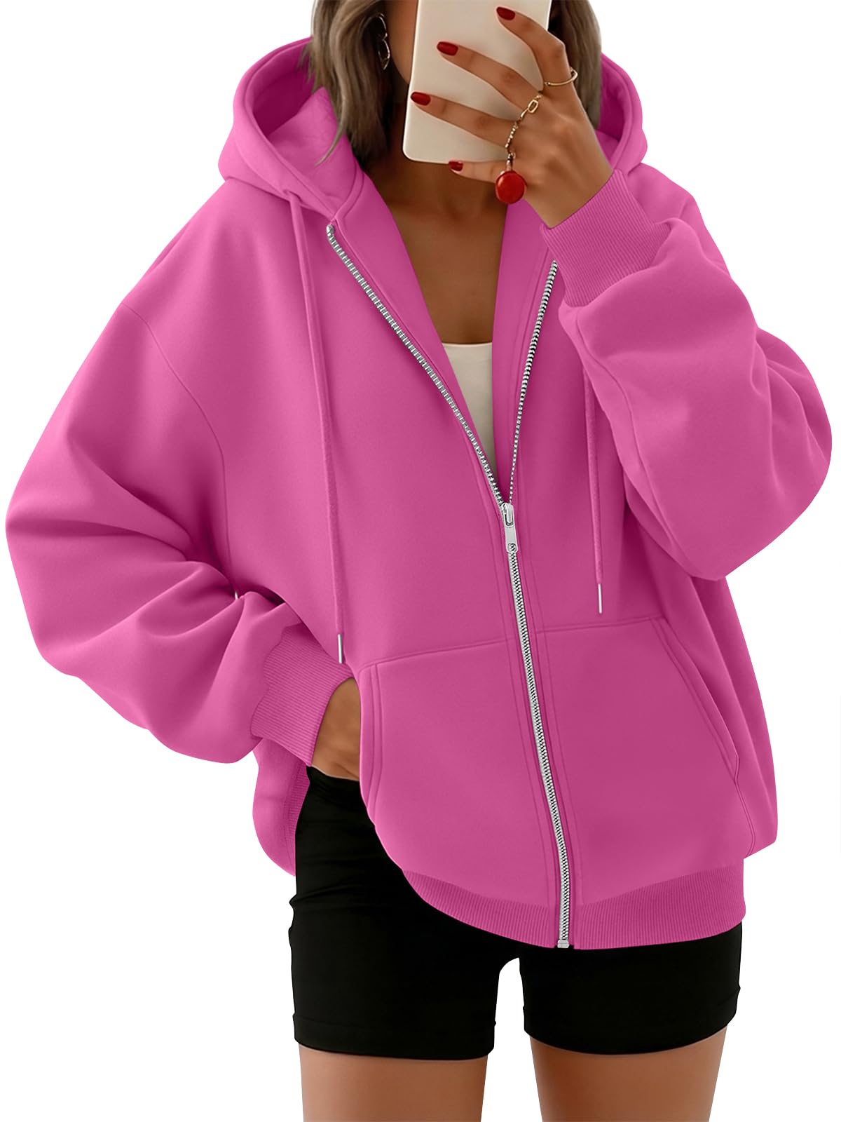 Trendy Queen Womens Oversized Zip Up Hoodies Y2K Fall Sweatshirts 2026