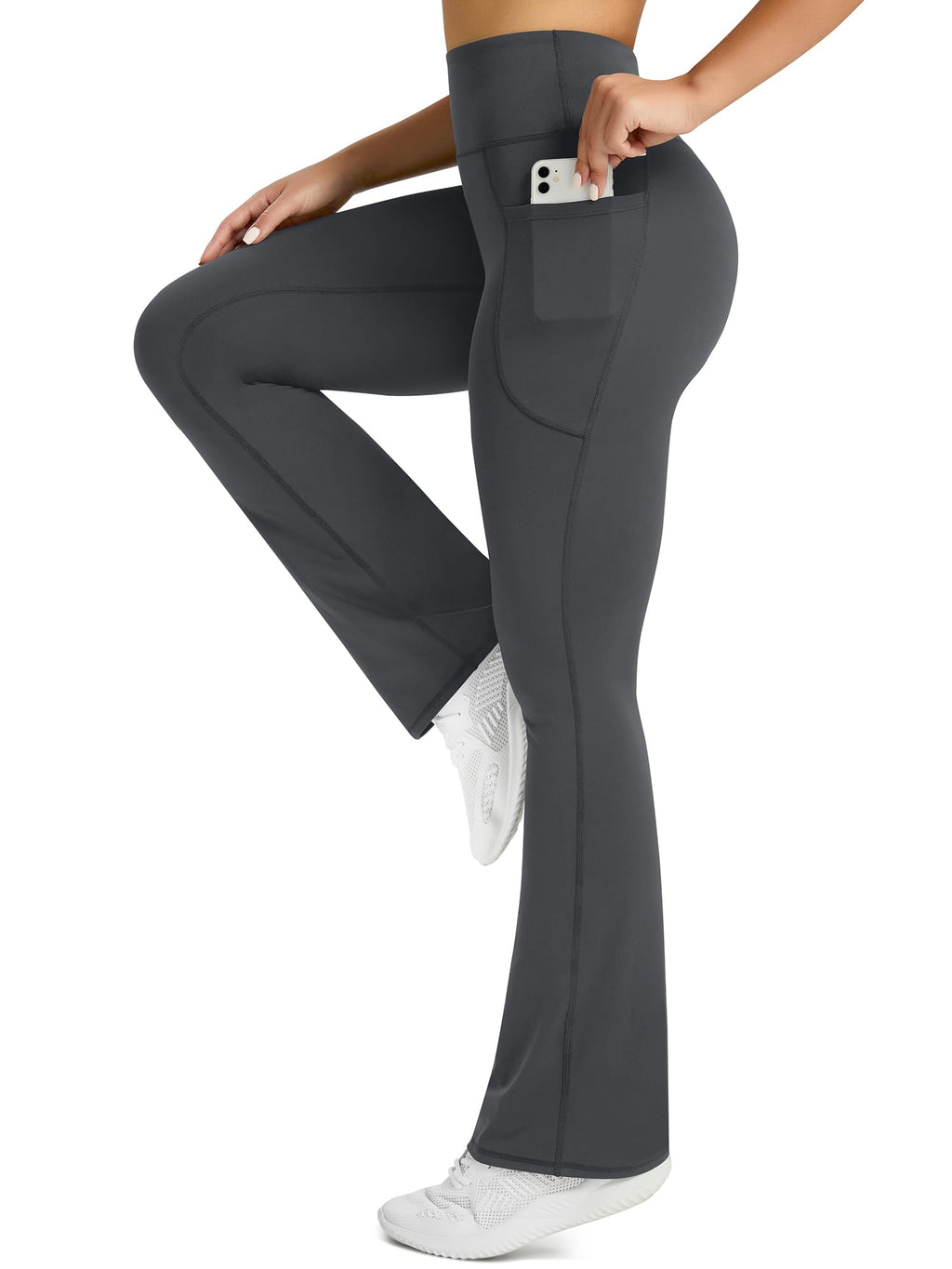 Womens Flared Yoga Pants with Pockets, High Waisted Flare Leggings Bell Bottom Bootcut Yoga Dress Pants