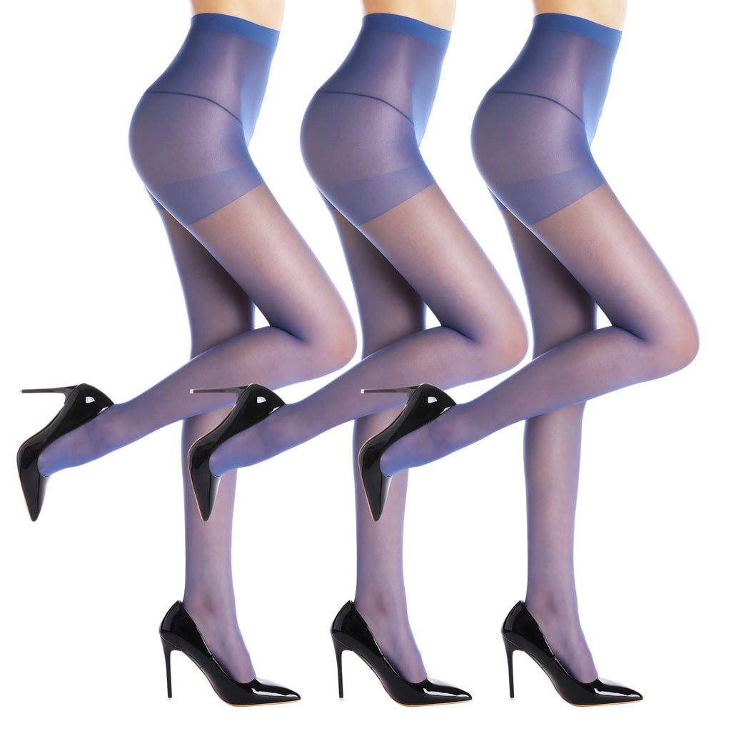 G&Y 3 Pairs Women's Sheer Tights - 20D Control Top Pantyhose with Reinforced Toes