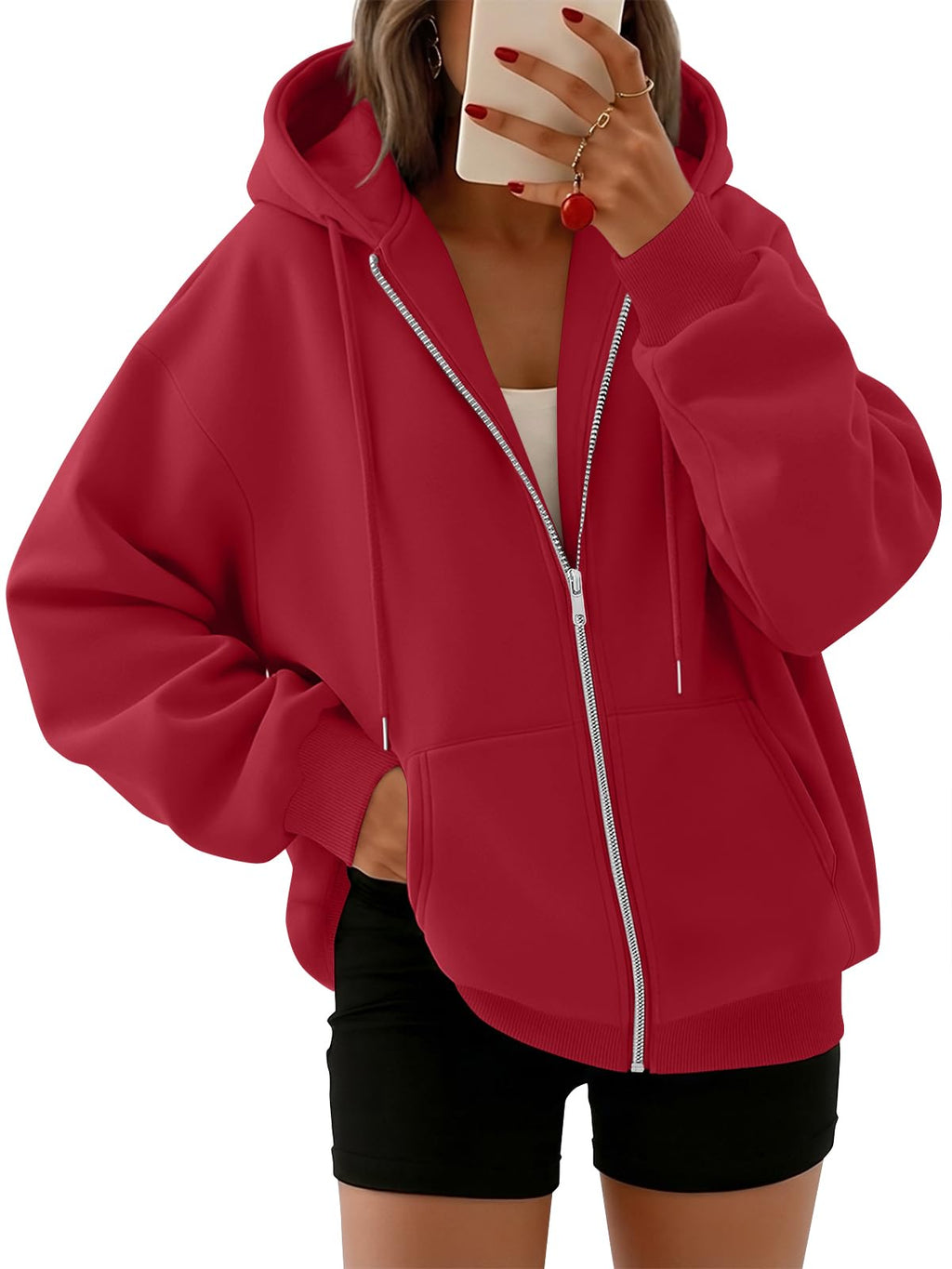 Trendy Queen Womens Oversized Zip Up Hoodies Y2K Fall Sweatshirts 2026