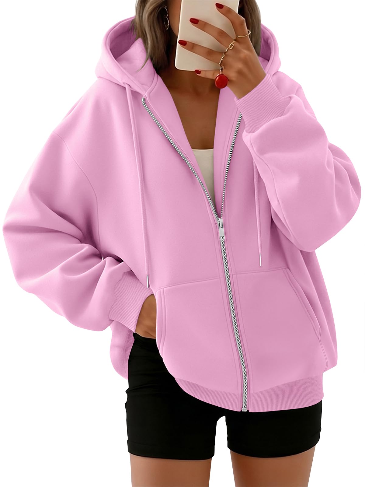 Trendy Queen Womens Oversized Zip Up Hoodies Y2K Fall Sweatshirts 2026