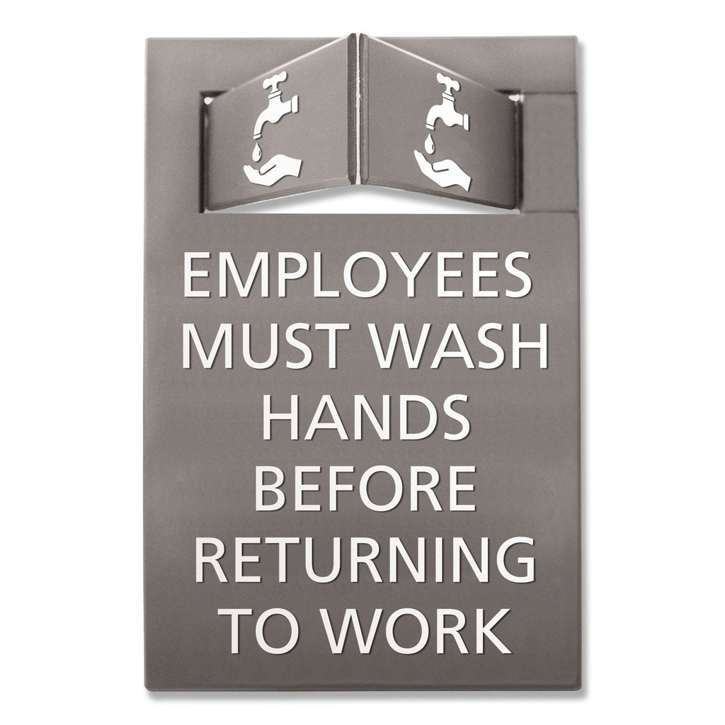 Advantus Pop-Out ADA Sign, Wash Hands, Tactile Symbol, Plastic, 6 x 9, Gray/White