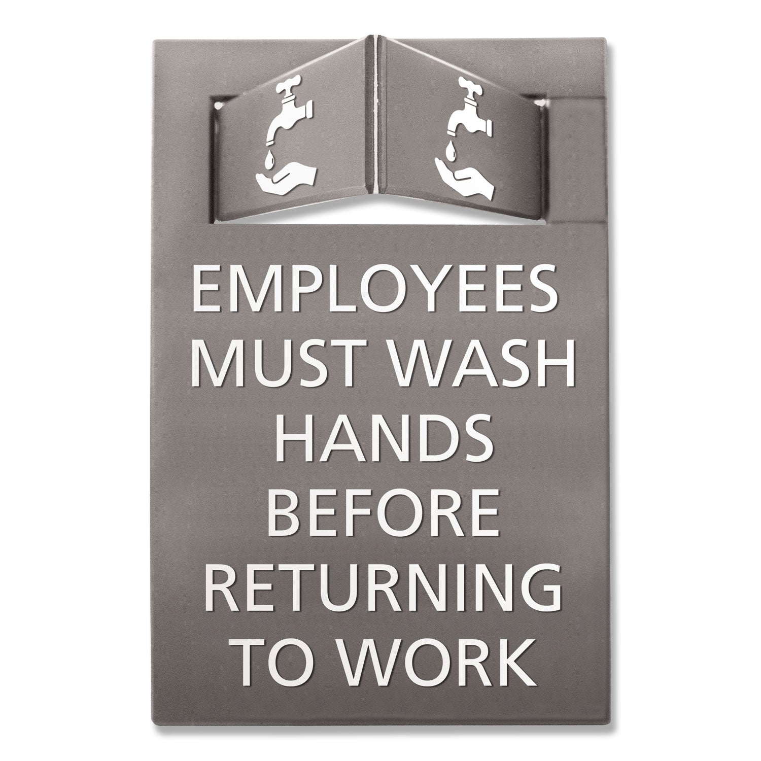 Advantus Pop-Out ADA Sign, Wash Hands, Tactile Symbol, Plastic, 6 x 9, Gray/White
