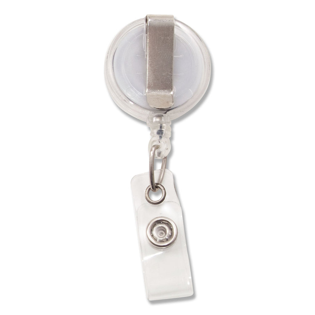 Advantus Translucent Retractable ID Card Reel, 30" Extension, Clear, 12/Pack