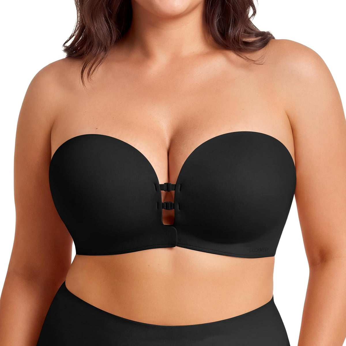 LUCKMEEY Women's Strapless Front Closure Push Up Bra, Non-Slip Removable Straps, Wireless Seamless, A-C Cup