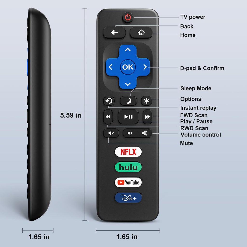 (2 Pack) Replacement Remote Control for Roku TV, for TCL Roku/Onn Roku TVs