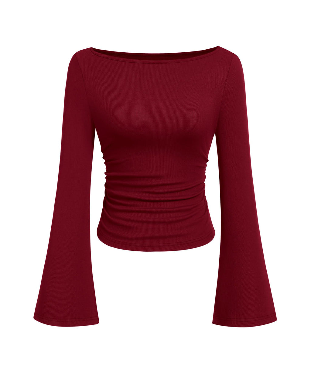 PRETTYGARDEN Womens Bell Long Sleeve Ribbed Knit Tops