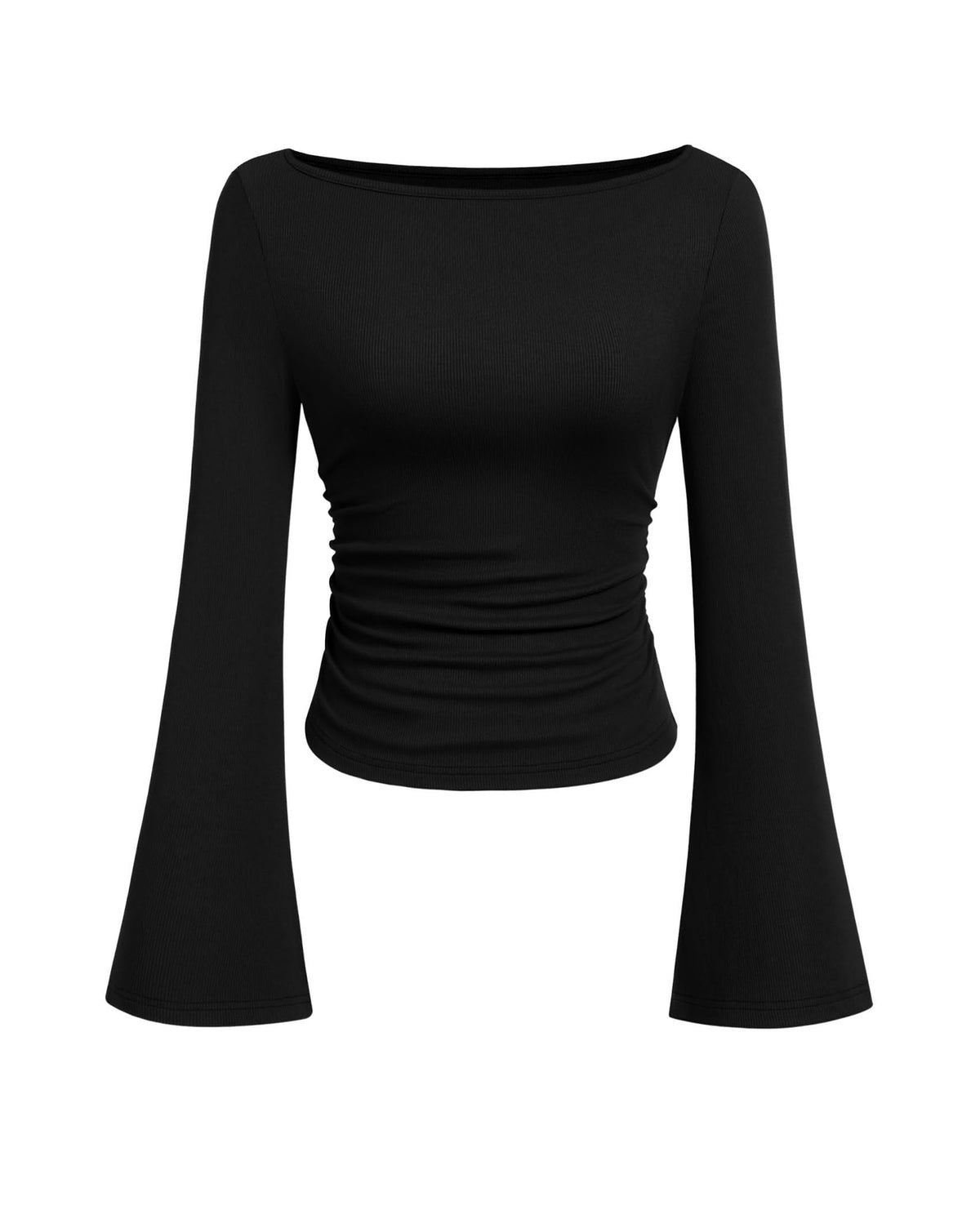 PRETTYGARDEN Womens Bell Long Sleeve Ribbed Knit Tops