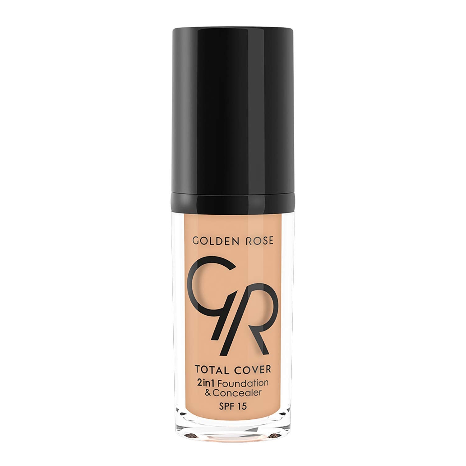 Golden Rose Total Cover 12 Light Beige 2 in 1 Foundation and Concealer - High Coverage, Lightweight Makeup with SPF 15