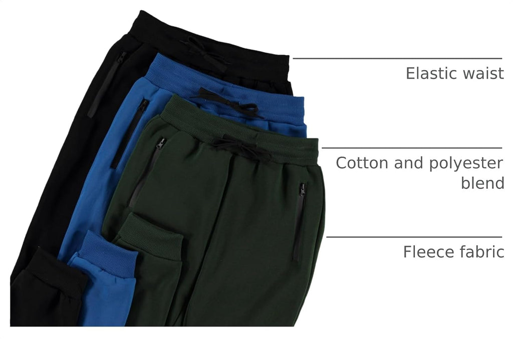 PURE CHAMP 3Pk Boys Sweatpants Fleece Athletic Workout Kids Clothes Boys Joggers with Zipper Pocket and Drawstring Size 4-20