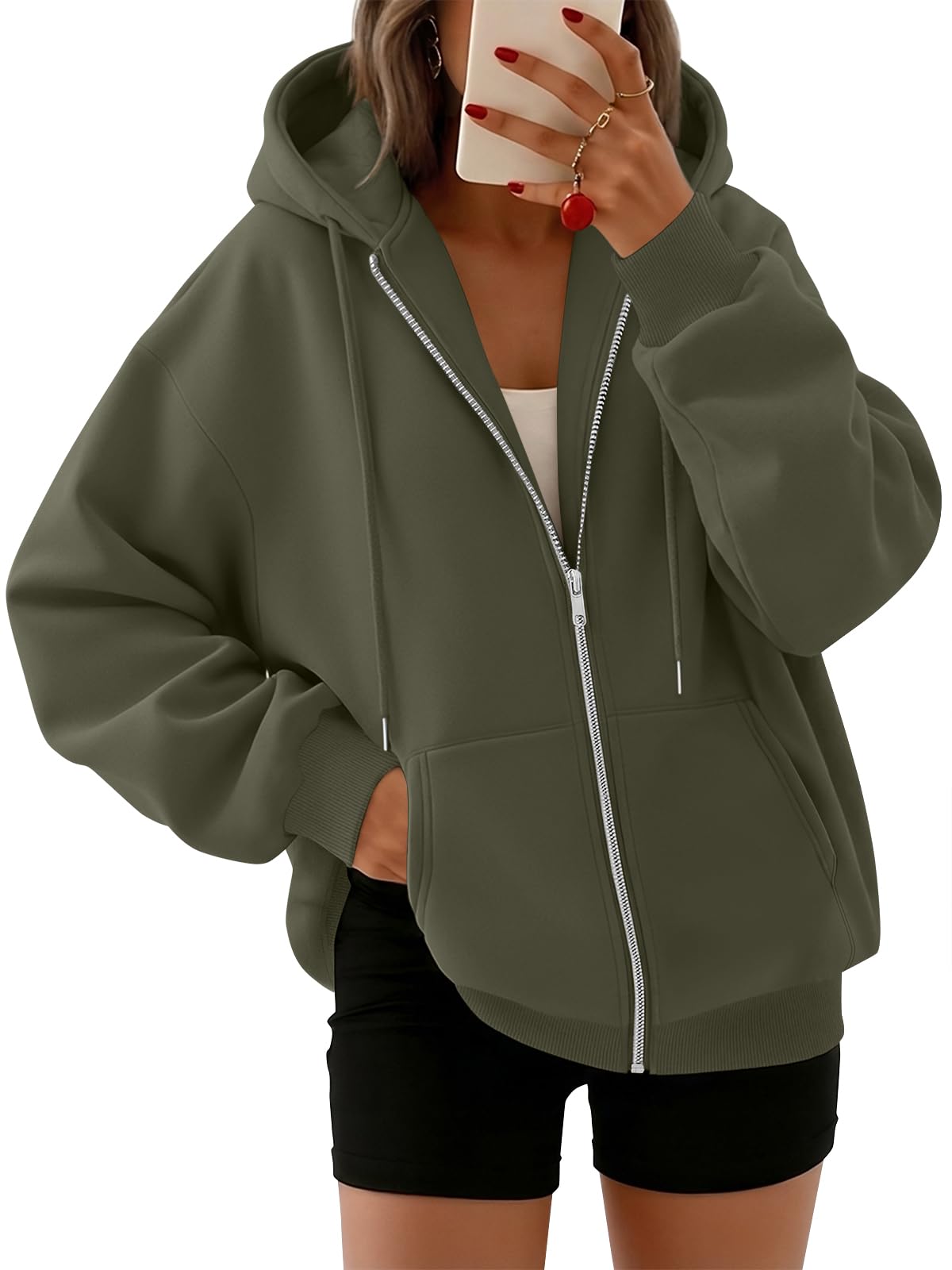 Trendy Queen Womens Oversized Zip Up Hoodies Y2K Fall Sweatshirts 2026