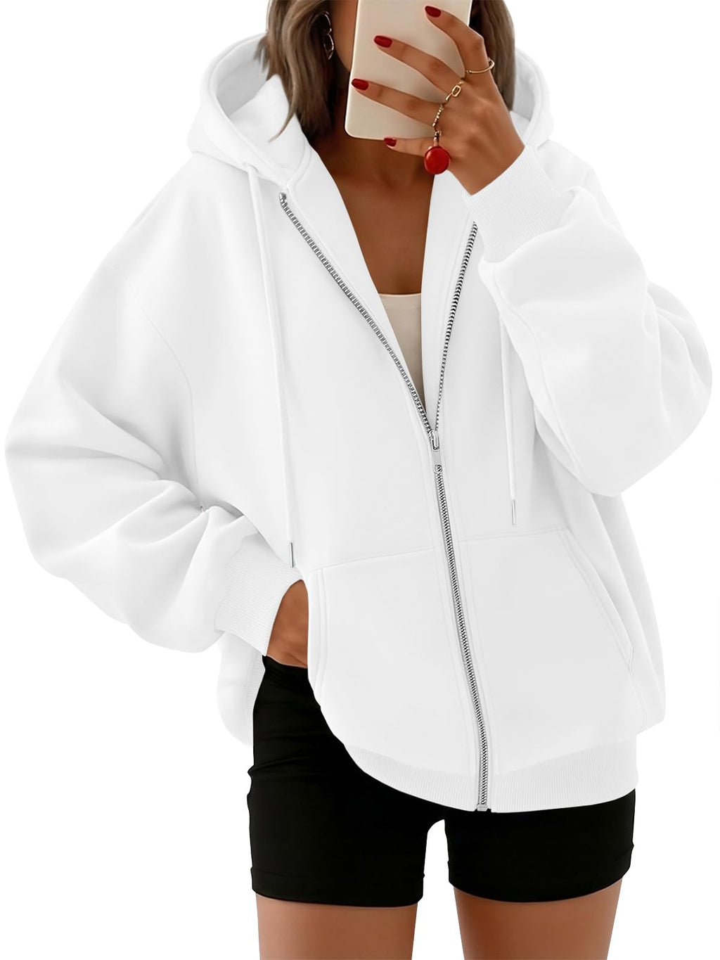 Trendy Queen Womens Oversized Zip Up Hoodies Y2K Fall Sweatshirts 2026