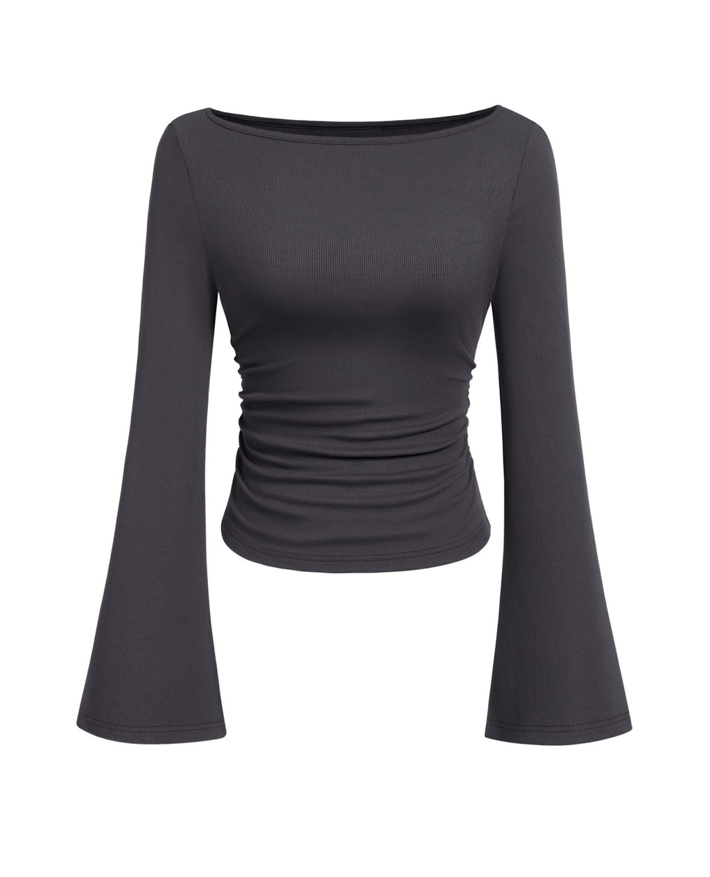 PRETTYGARDEN Womens Bell Long Sleeve Ribbed Knit Tops