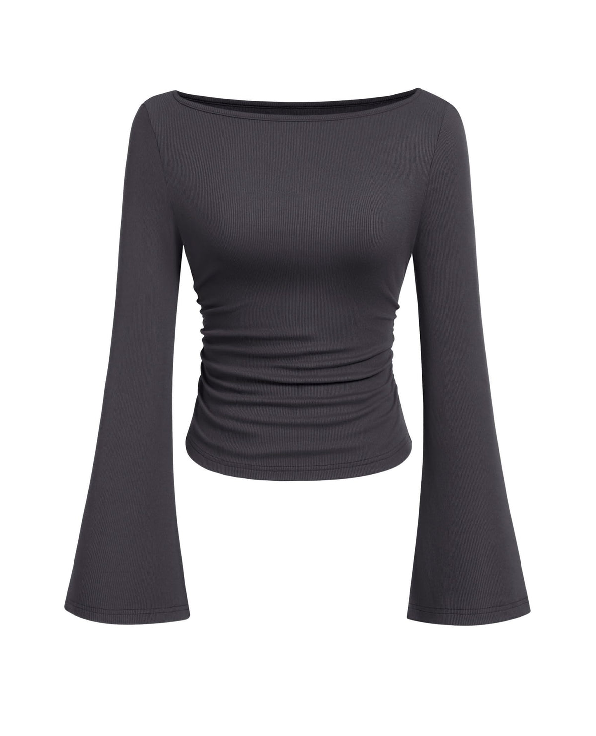 PRETTYGARDEN Womens Bell Long Sleeve Ribbed Knit Tops