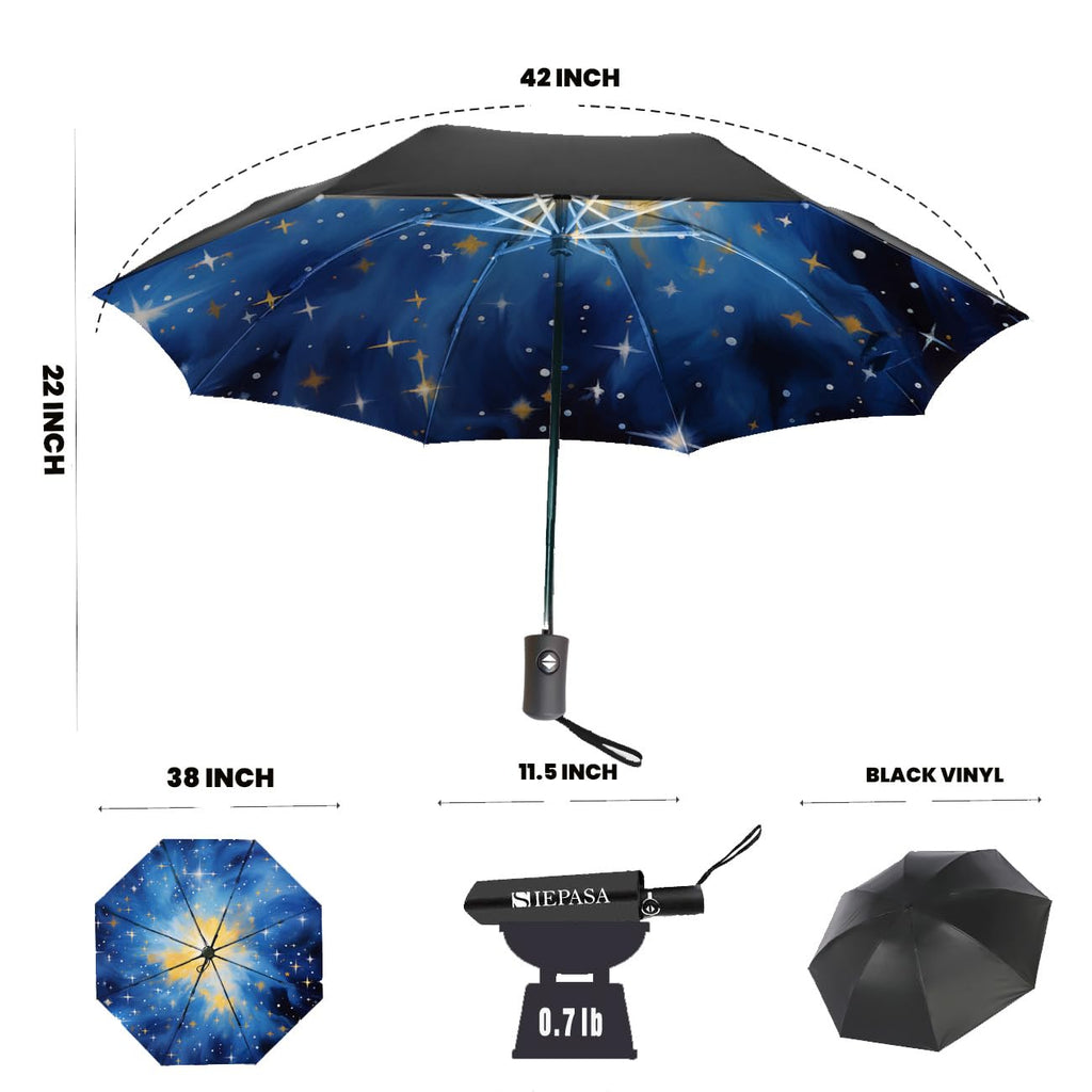 SIEPASA Windproof Travel Umbrella - Automatic Compact Folding Umbrella for Rain, Small Portable Windproof Umbrellas for Men Women and Teenagers (Navy Blue)