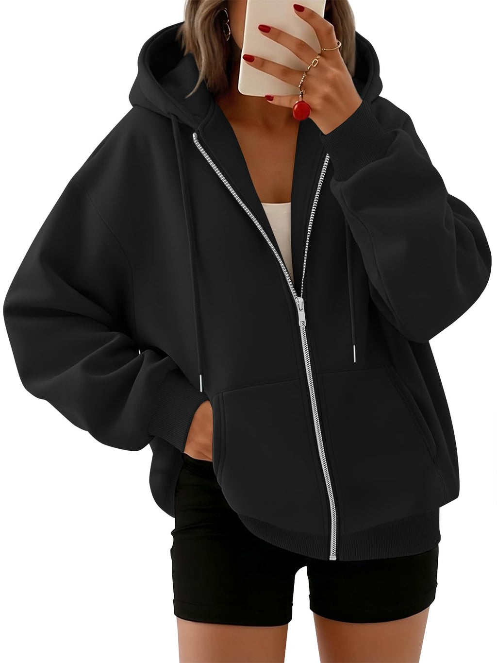 Trendy Queen Womens Oversized Zip Up Hoodies Y2K Fall Sweatshirts 2026