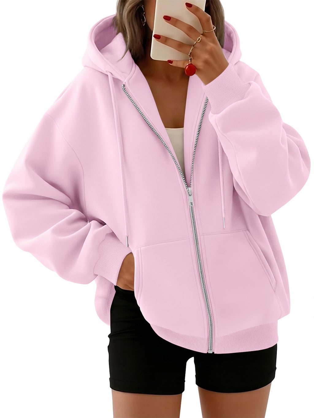 Trendy Queen Womens Oversized Zip Up Hoodies Y2K Fall Sweatshirts 2026