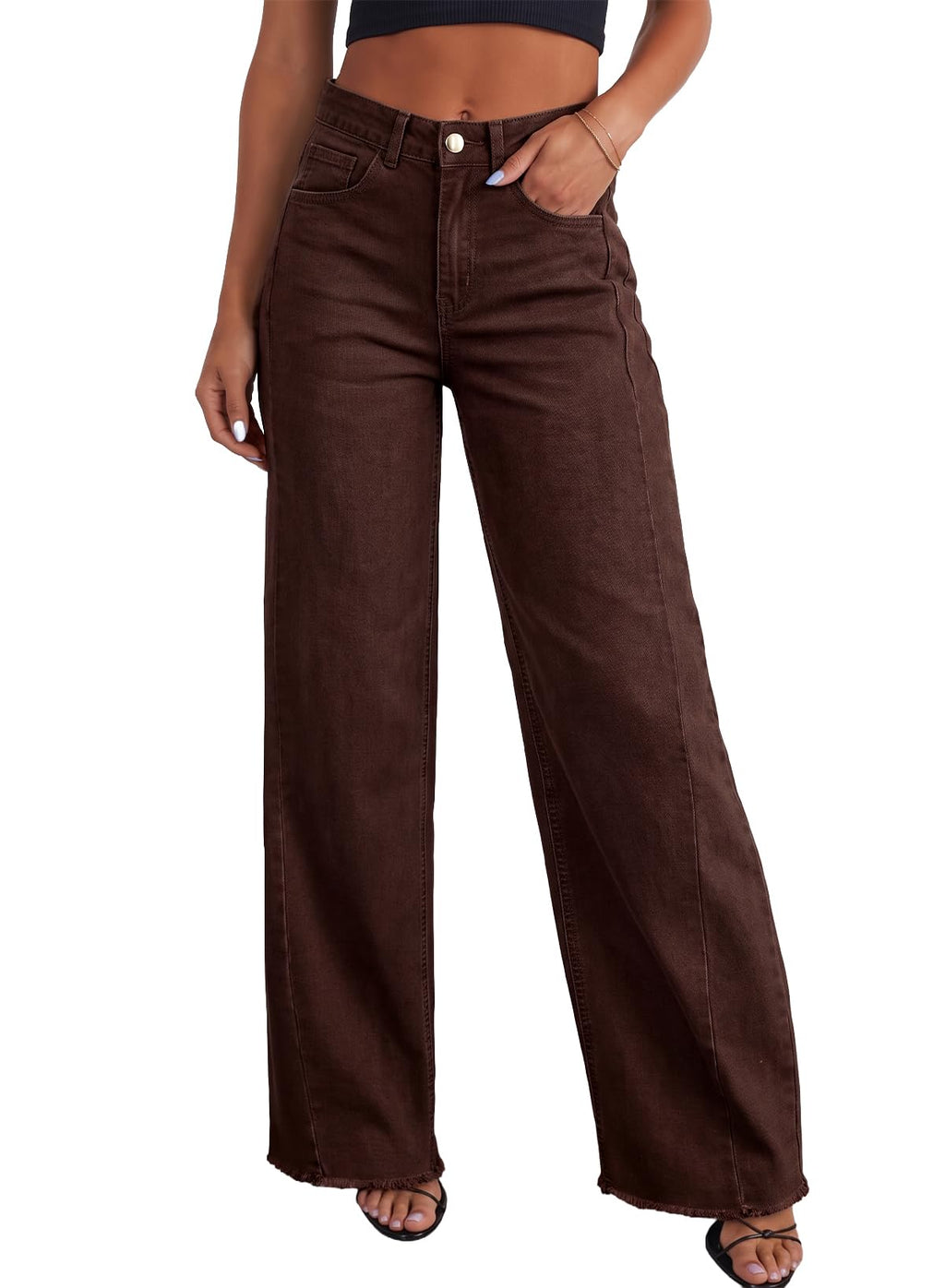 Sidefeel Women's Wide Leg Jeans High Waisted Stretchy Denim Pants