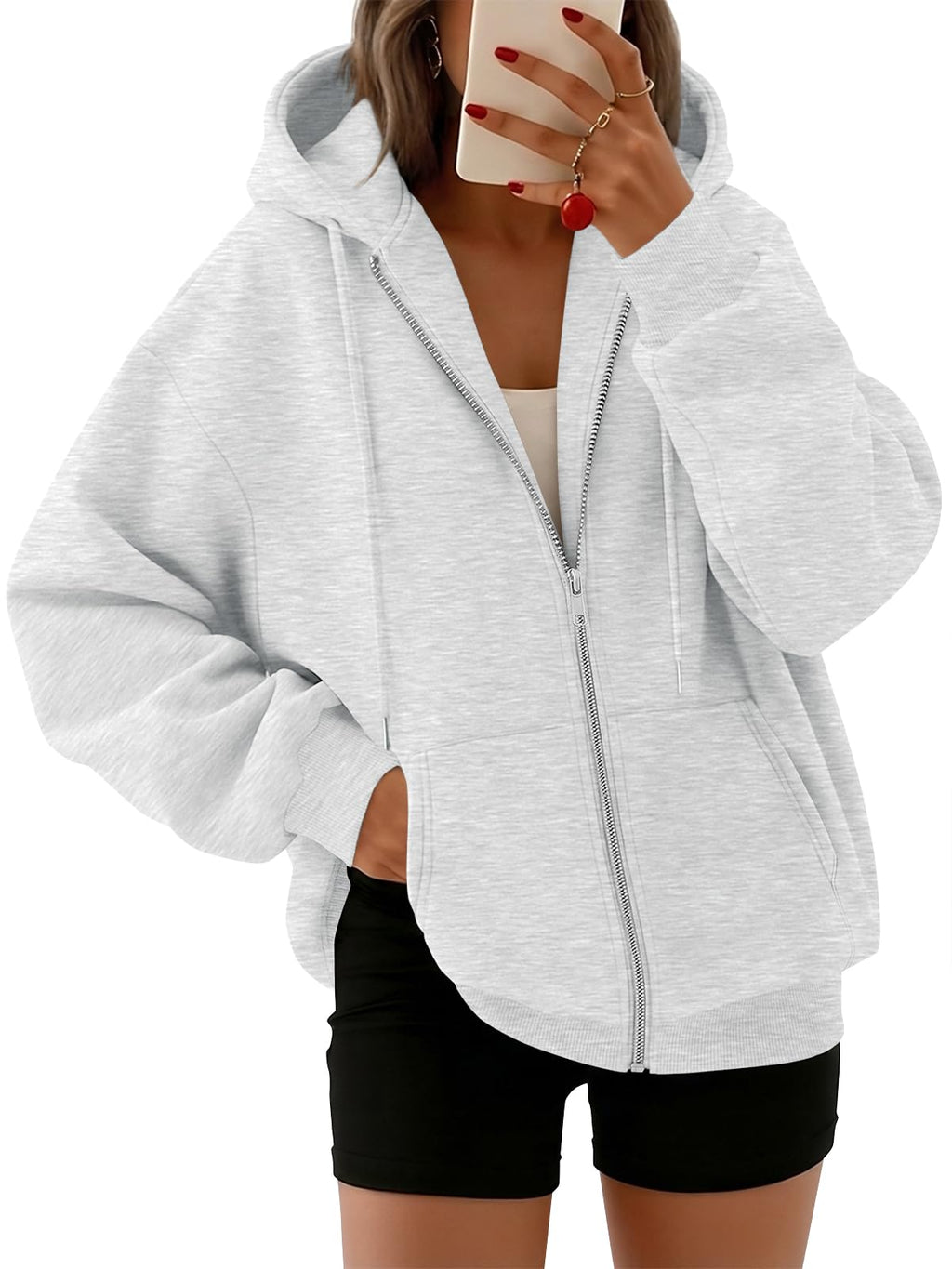 Trendy Queen Womens Oversized Zip Up Hoodies Y2K Fall Sweatshirts 2026