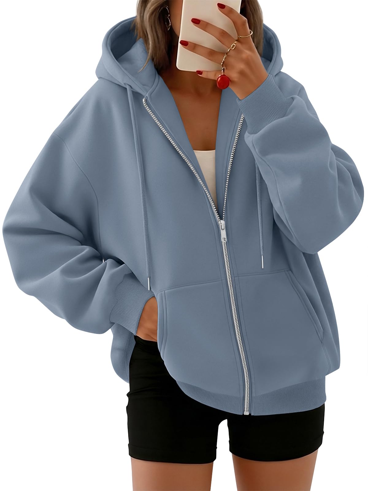 Trendy Queen Womens Oversized Zip Up Hoodies Y2K Fall Sweatshirts 2026