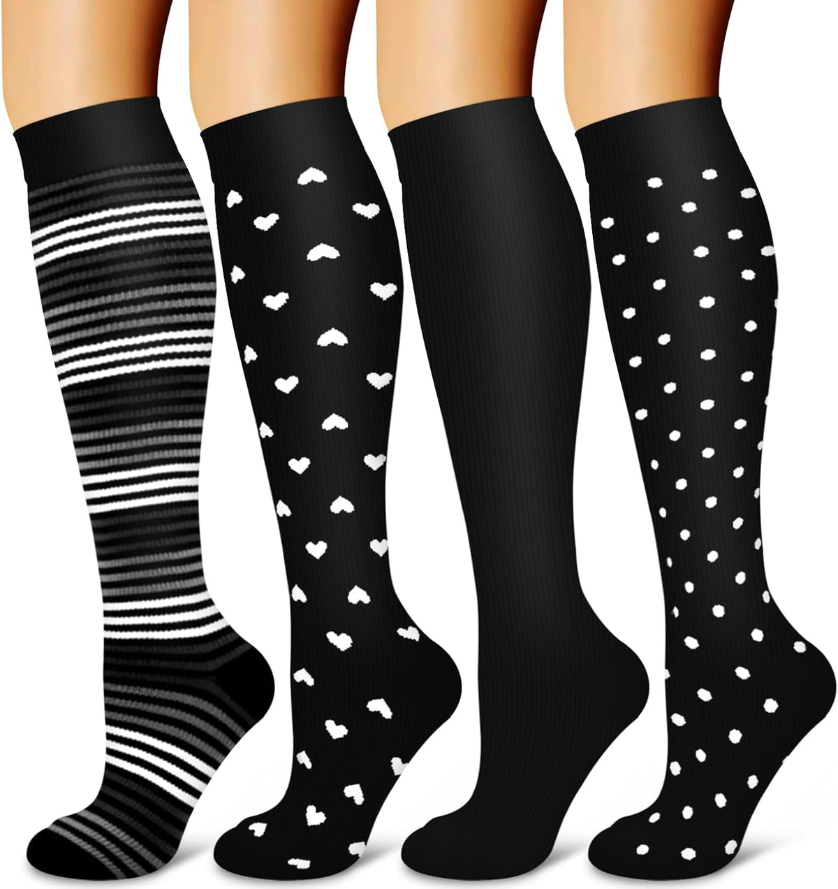 Laite Hebe 4 Pairs-Compression Socks for Women&Men Circulation-Best Support for Nurses,Running,Athletic