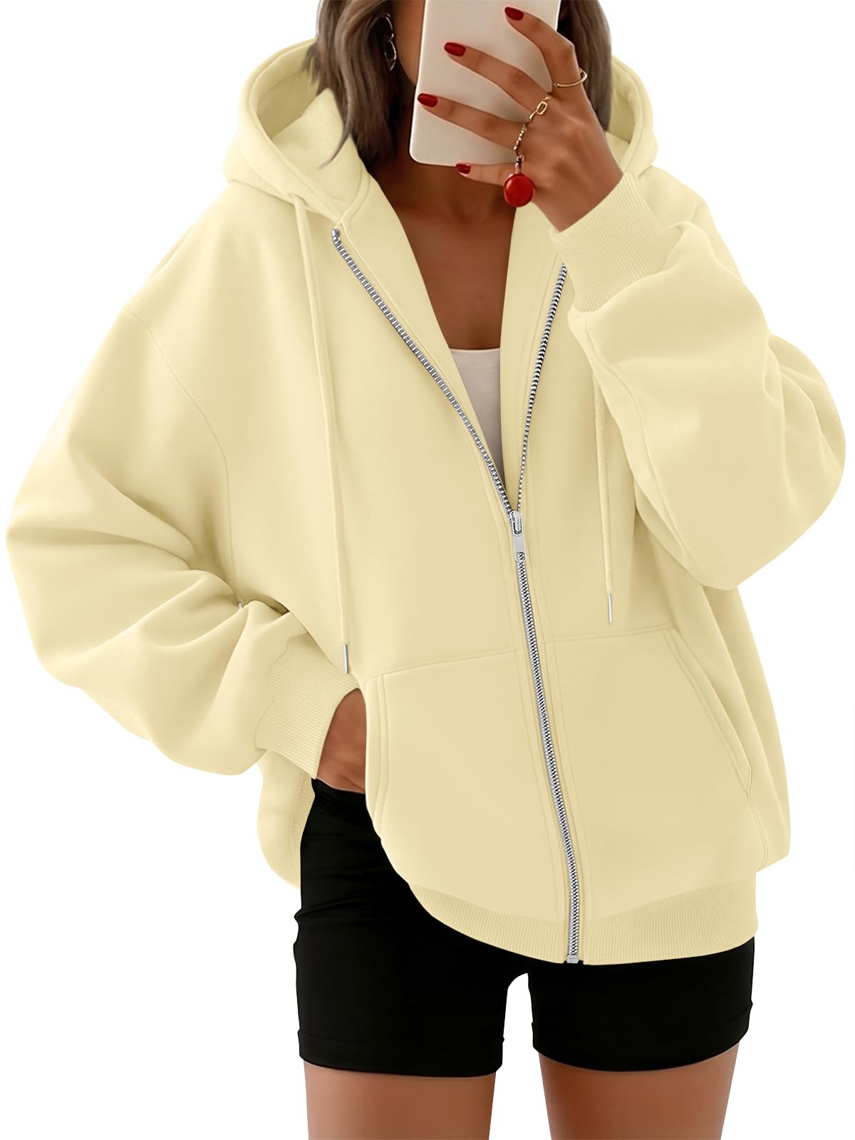 Trendy Queen Womens Oversized Zip Up Hoodies Y2K Fall Sweatshirts 2026