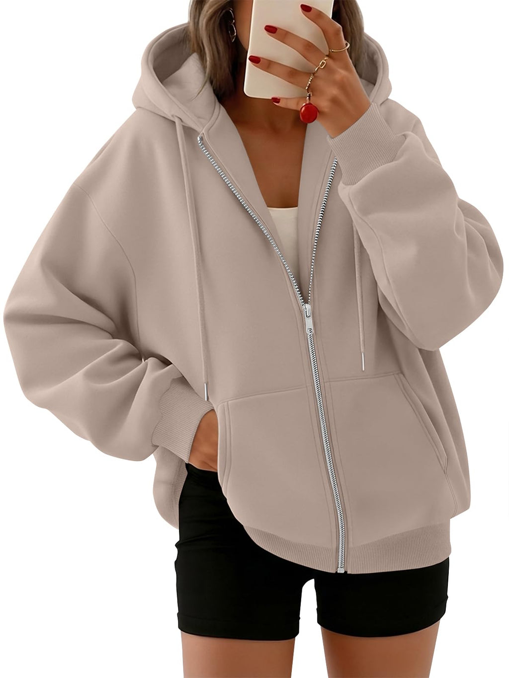 Trendy Queen Womens Oversized Zip Up Hoodies Y2K Fall Sweatshirts 2026