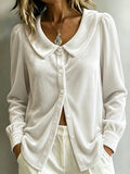 New French-style Lapel Long-sleeve Velvet Shirt With Buttons For Autumn And Winter In Europe And America
