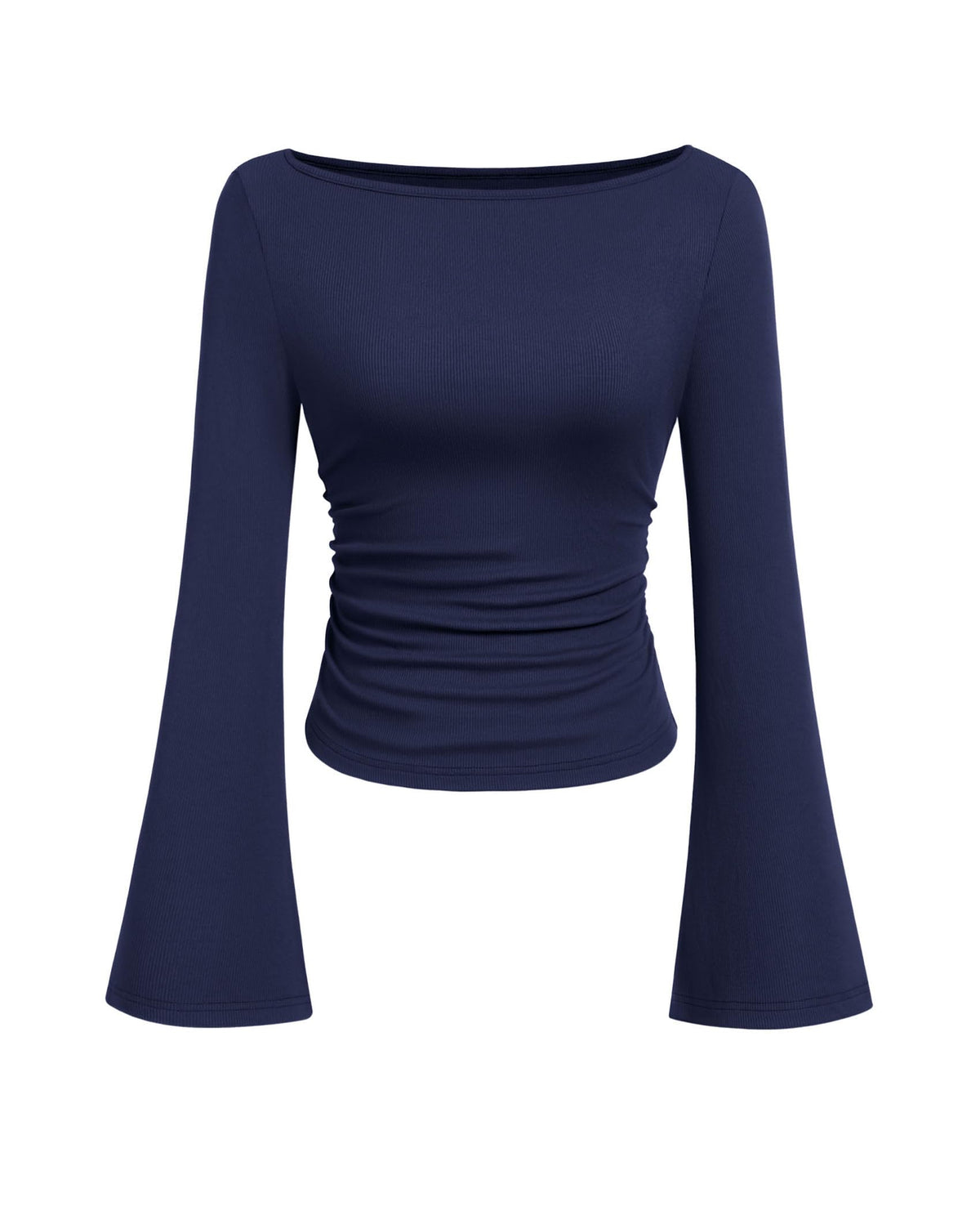 PRETTYGARDEN Womens Bell Long Sleeve Ribbed Knit Tops
