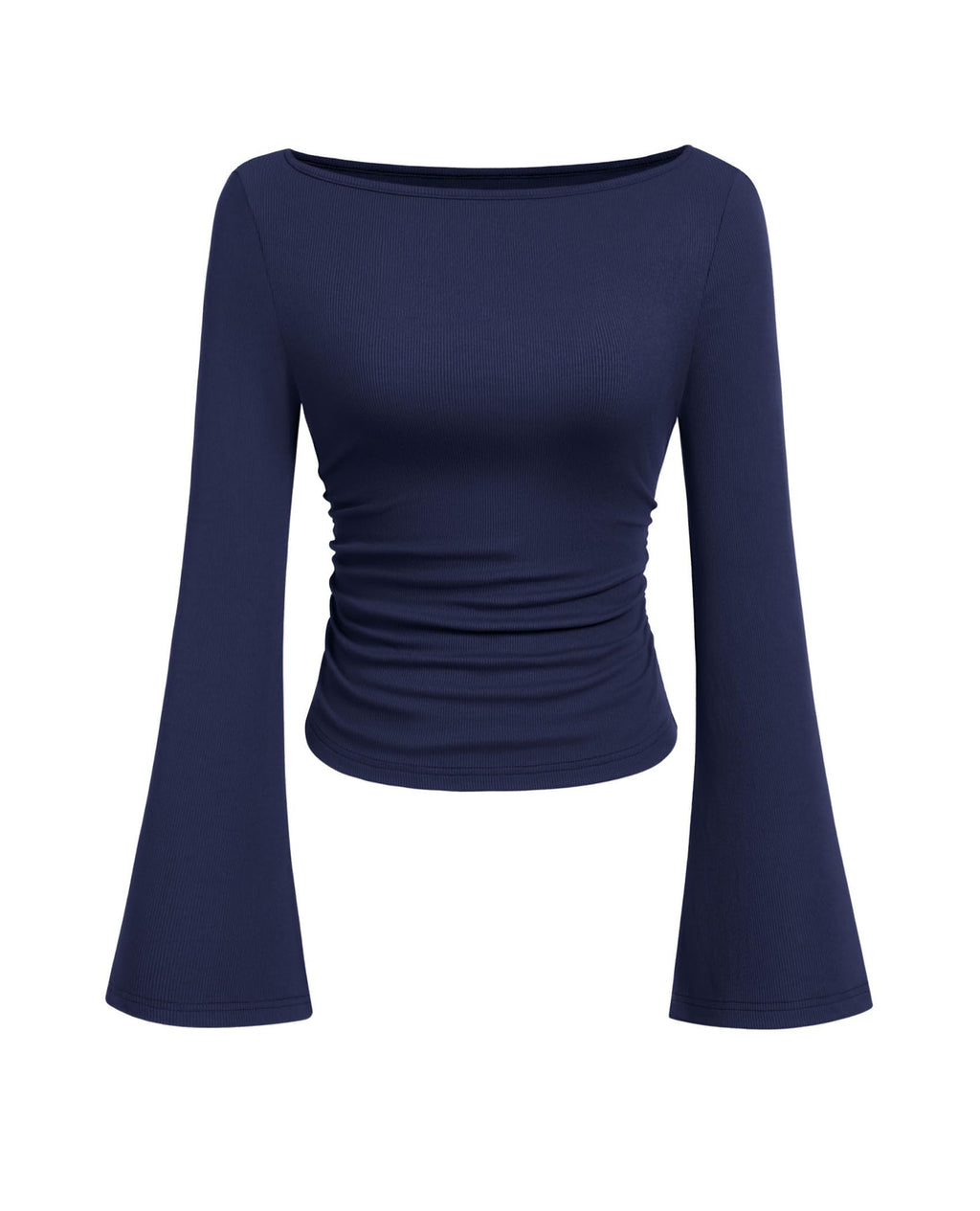PRETTYGARDEN Womens Bell Long Sleeve Ribbed Knit Tops