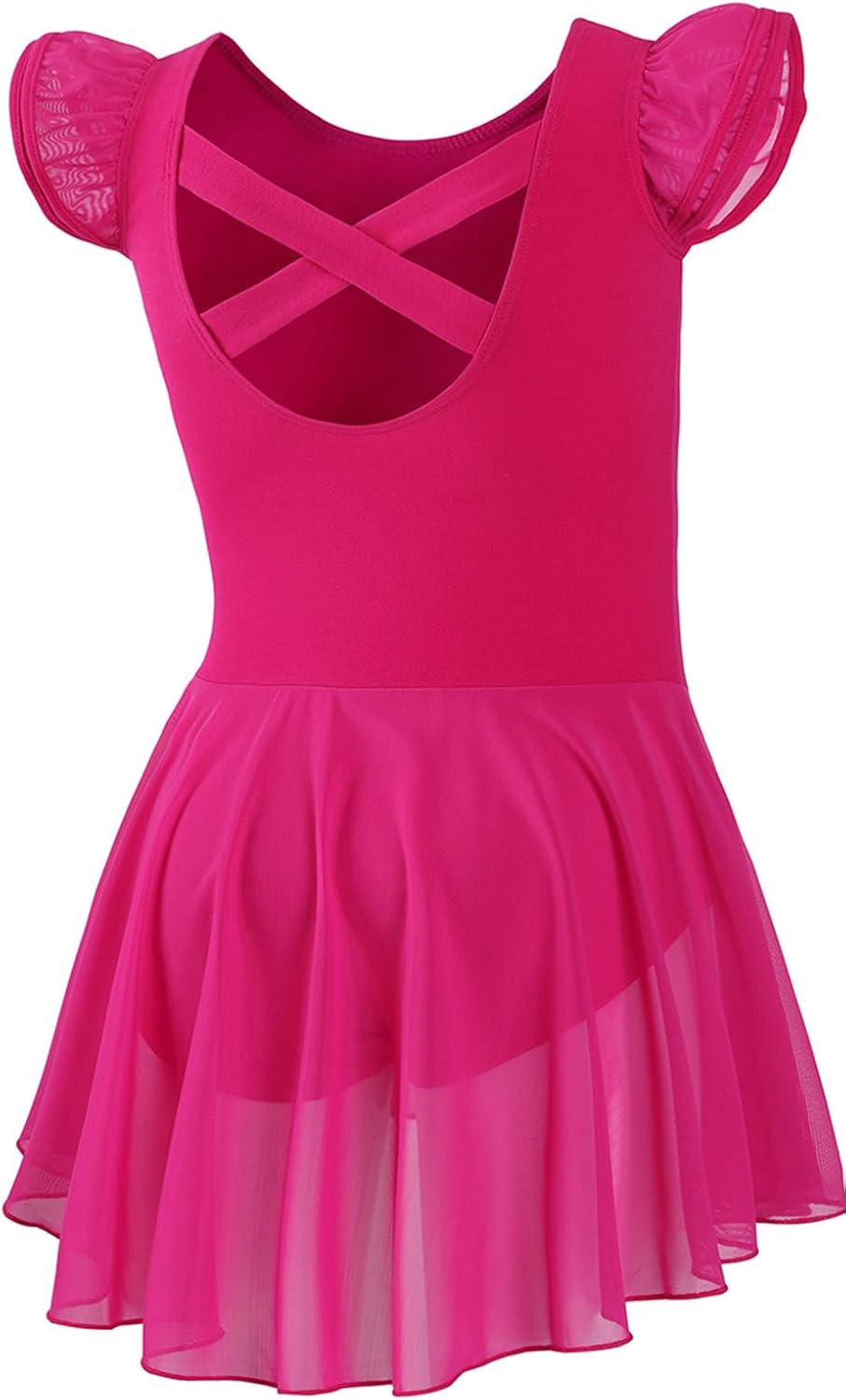 DIPUG Ballet Leotards for Girls Ballet Leotard with Skirt Toddler Dance Leotards Flutter Sleeve and Criss-Cross Back