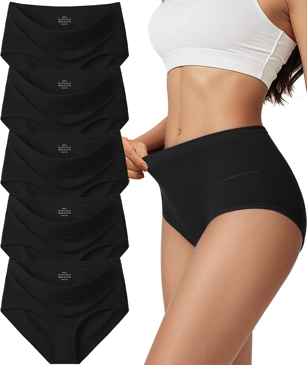 Vevmon Cotton Underwear for Women High Waisted Soft Ladies Panties 5 Pack