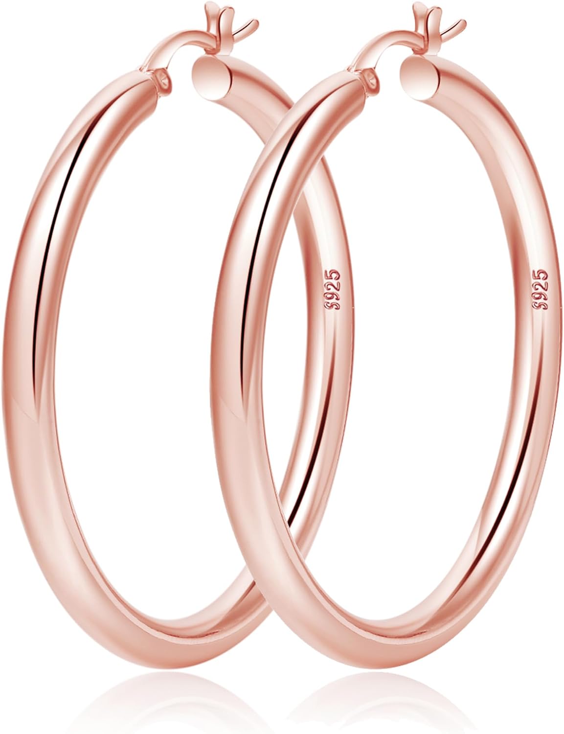 4mm Thick Gold Chunky Earrings Steling Silver Post Hoops Earrings For Women Hollow Tube Hoops Earrings Thick Gold Hoop Earrings Hypoallergenic Lightweight Gold Hoop Large Earrings 20/30/40/50/60MM